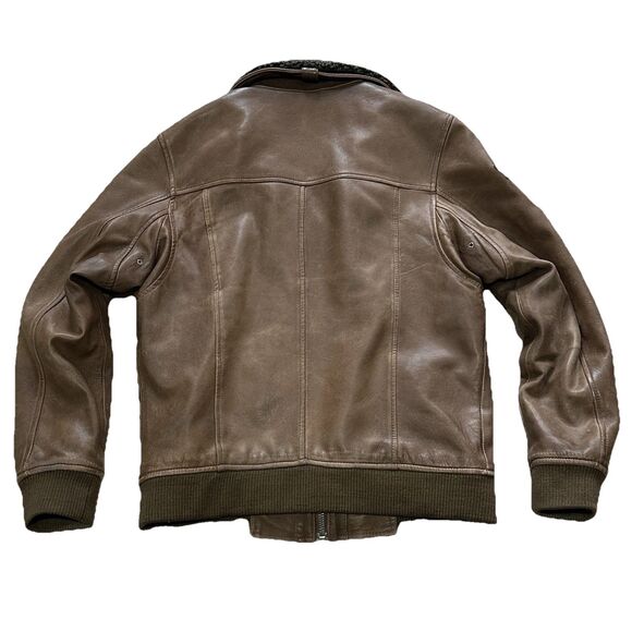 Vtg Excelled Bomber Aviator Jacket Leather Brown Men M Rider Distressed Patches - Picture 7 of 16
